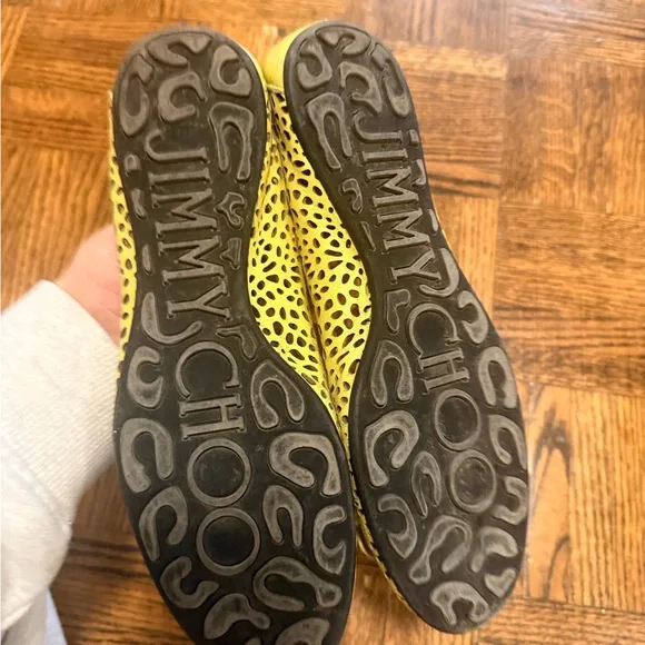 Jimmy Choo Yellow Laser-Cut Bow Ballet Flats - Picture 4 of 4